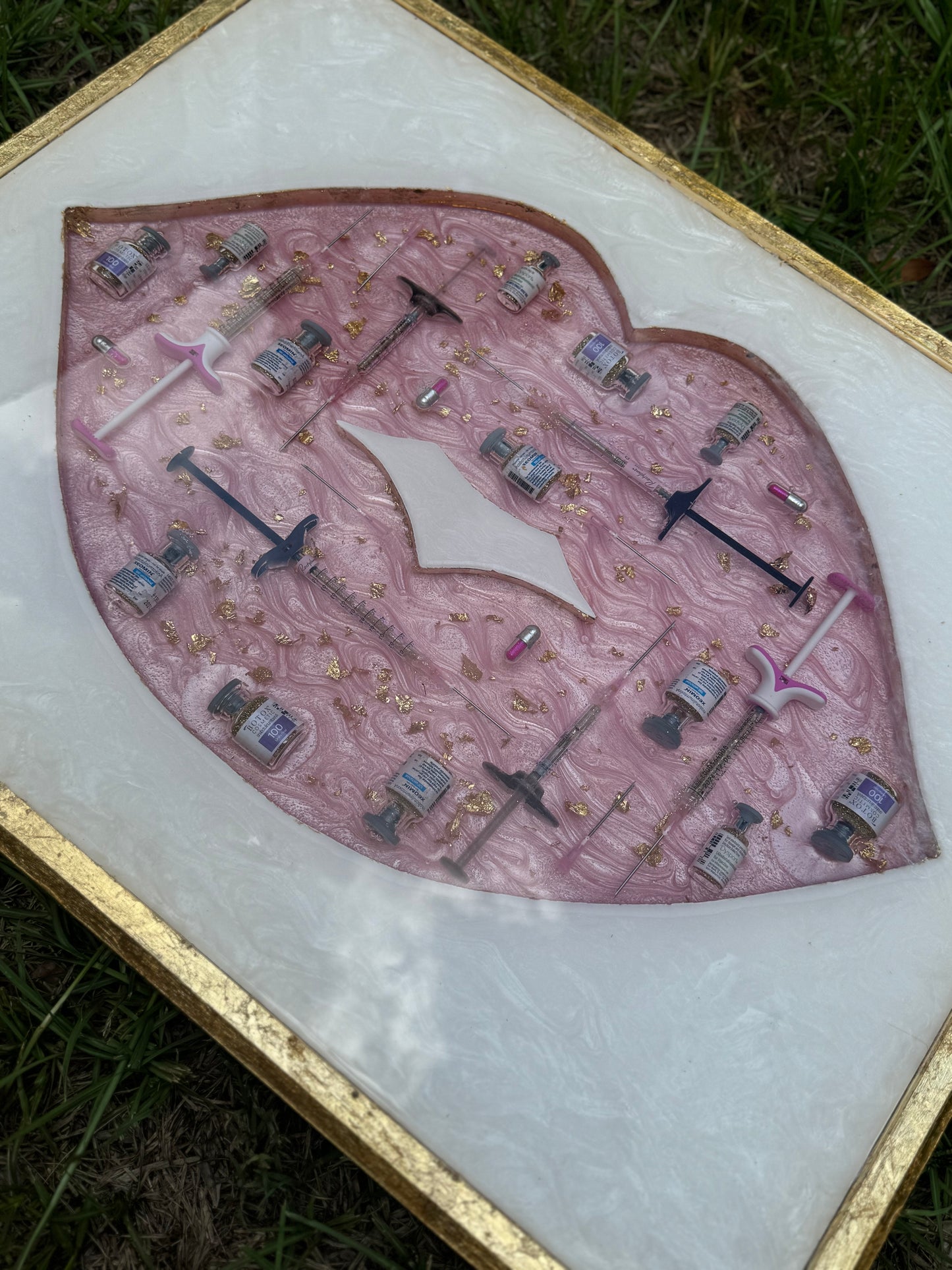 Embedded Lips — Custom Resin Wall Art (Medical Office Decor)