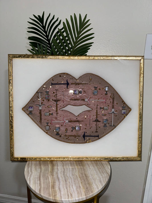 Embedded Lips — Custom Resin Wall Art (Medical Office Decor)